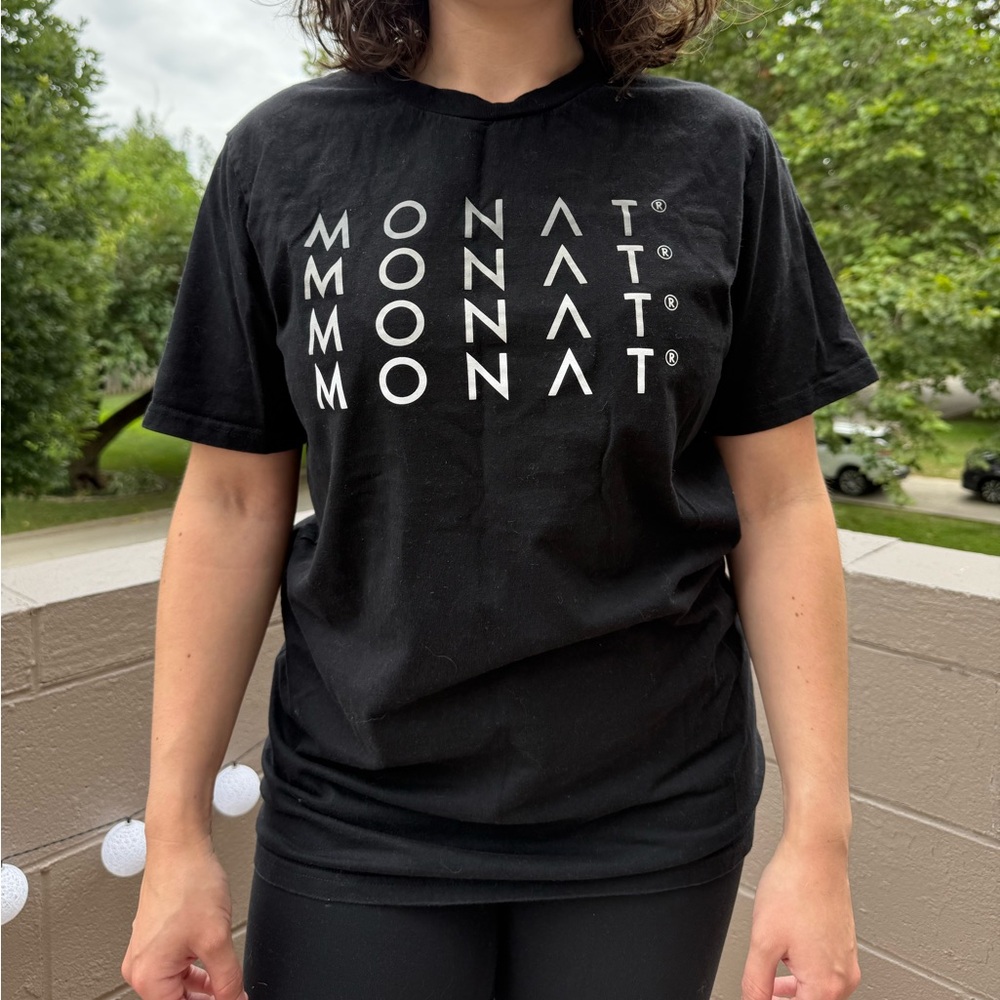 MONAT Black Short Sleeve Logo Tee - Women's Crew Neck